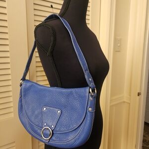 Talbots Blue Shoulder Bag with Adjustable Strap and Flap Closure
